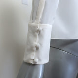 Alice + Olivia Willa Crystal-Embellished Collar Top Cream Silk Size Extra Small