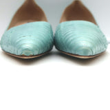 Manolo Blahnik BB 100 Snakeskin Pointed Toe Pumps Aqua Size 40