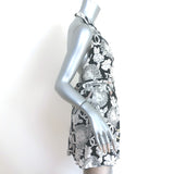 Chanel 10P Halter Mini Wrap Dress Black/White Lion CC Print Silk Size 40