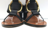 Chloe Rony T-Strap Sandals Black Leather Size 37.5 Open Toe Heels