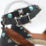 Valentino Rockstud Rolling Ankle Strap Espadrille Flats Black Leather Size 40
