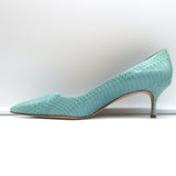 Manolo Blahnik BB 100 Snakeskin Pointed Toe Pumps Aqua Size 40