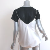 Cinq a Sept Layered Short Sleeve Top Black Chiffon & Ivory Silk Size Small