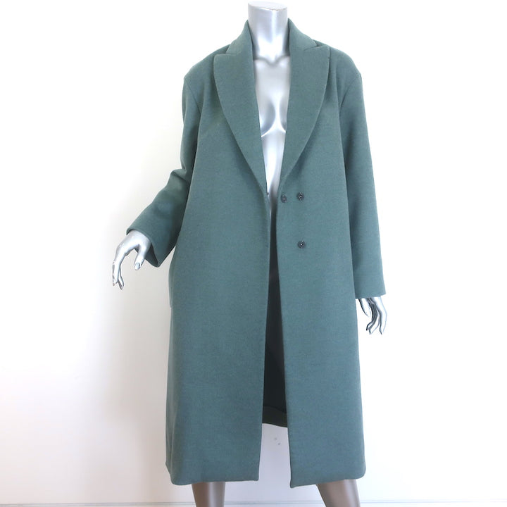Brunello Cucinelli Belted Felt Coat Soft Teal Wool-Cashmere Size 40