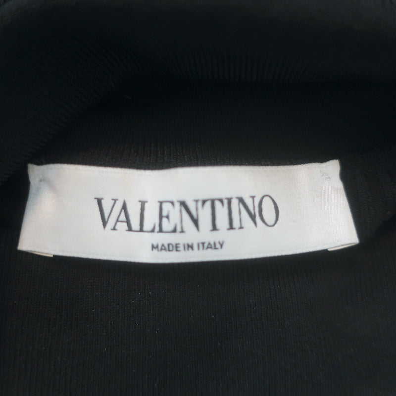 Valentino Bell Sleeve Turtleneck Sweater Black Ribbed Stretch Knit Size Large