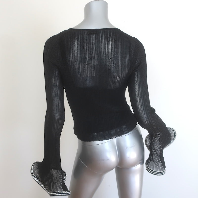 Jonathan Simkhai Maebry Crystal-Trim Ribbed Knit Top Black Size Medium NEW