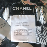 Chanel 10P Halter Mini Wrap Dress Black/White Lion CC Print Silk Size 40