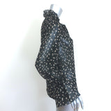 Nili Lotan Demi Bell Sleeve Blouse Black Floral Print Silk Chiffon Size Small