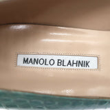 Manolo Blahnik BB 100 Snakeskin Pointed Toe Pumps Aqua Size 40