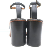 Chloe Rony T-Strap Sandals Black Leather Size 37.5 Open Toe Heels