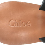 Chloe Rony T-Strap Sandals Black Leather Size 37.5 Open Toe Heels