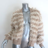 Brunello Cucinelli Striped Mohair Shearling Bomber Jacket Cream/Beige Size Small