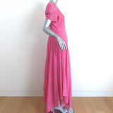 LoveShackFancy Puff Sleeve Maxi Dress Pink Floral Print Cotton Size 4