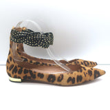 Claudia Schiffer x Aquazzura Studded Ankle Strap Leopard Pony Hair Flats Size 40