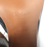 Chloe Rony T-Strap Sandals Black Leather Size 37.5 Open Toe Heels