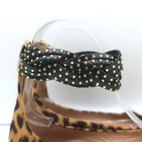 Claudia Schiffer x Aquazzura Studded Ankle Strap Leopard Pony Hair Flats Size 40