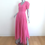 LoveShackFancy Puff Sleeve Maxi Dress Pink Floral Print Cotton Size 4