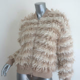 Brunello Cucinelli Striped Mohair Shearling Bomber Jacket Cream/Beige Size Small