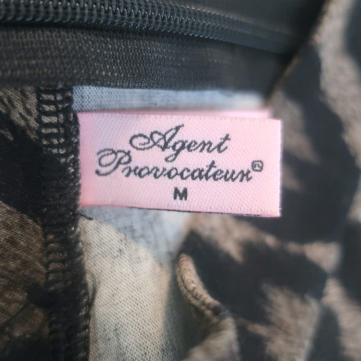 Agent Provocateur Iona Leopard Print Bodysuit Brown Size Medium Long Sleeve Top