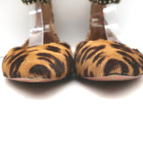 Claudia Schiffer x Aquazzura Studded Ankle Strap Leopard Pony Hair Flats Size 40