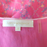 LoveShackFancy Puff Sleeve Maxi Dress Pink Floral Print Cotton Size 4