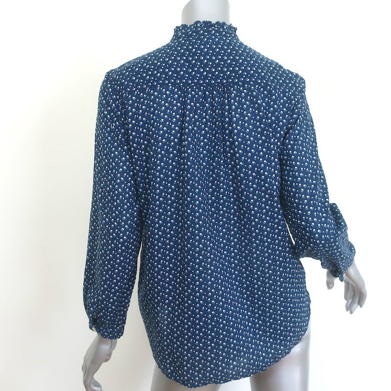 Trovata Birds of Paradis Helena Ruffle Shirt Navy Floral Print Cotton Size Small