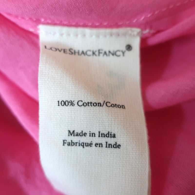 LoveShackFancy Puff Sleeve Maxi Dress Pink Floral Print Cotton Size 4