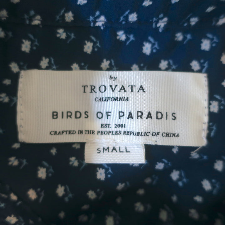 Trovata Birds of Paradis Helena Ruffle Shirt Navy Floral Print Cotton Size Small