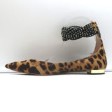 Claudia Schiffer x Aquazzura Studded Ankle Strap Leopard Pony Hair Flats Size 40