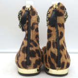 Claudia Schiffer x Aquazzura Studded Ankle Strap Leopard Pony Hair Flats Size 40