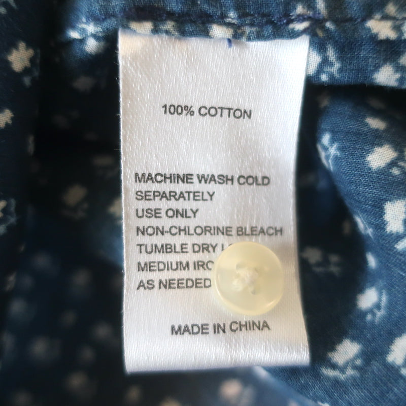 Trovata Birds of Paradis Helena Ruffle Shirt Navy Floral Print Cotton Size Small