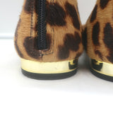 Claudia Schiffer x Aquazzura Studded Ankle Strap Leopard Pony Hair Flats Size 40