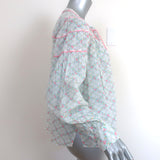 LoveShackFancy Prairie Peasant Blouse White Floral Print Cotton Size Medium