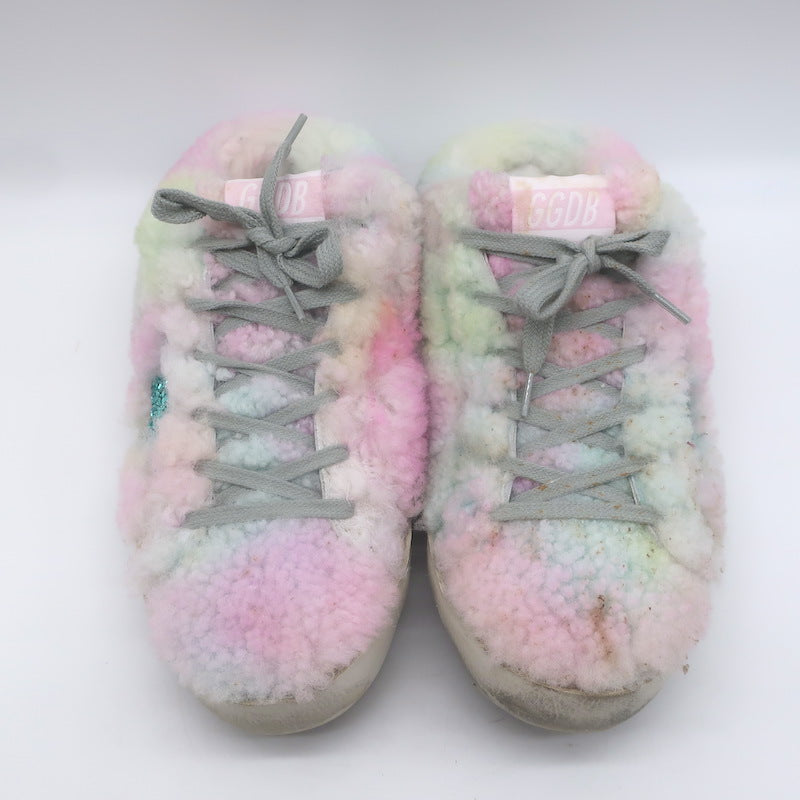 Golden Goose Superstar Sabot Glitter-Star Tie Dye Shearling Sneakers Size 40