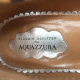 Claudia Schiffer x Aquazzura Studded Ankle Strap Leopard Pony Hair Flats Size 40