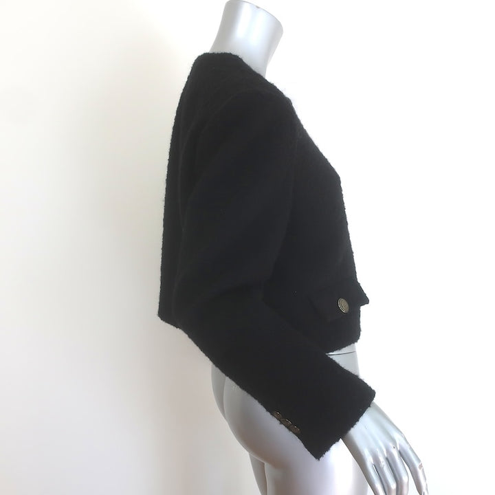 Sandro Wallace Cropped Tweed Jacket Black Cotton-Blend Size 42 NEW