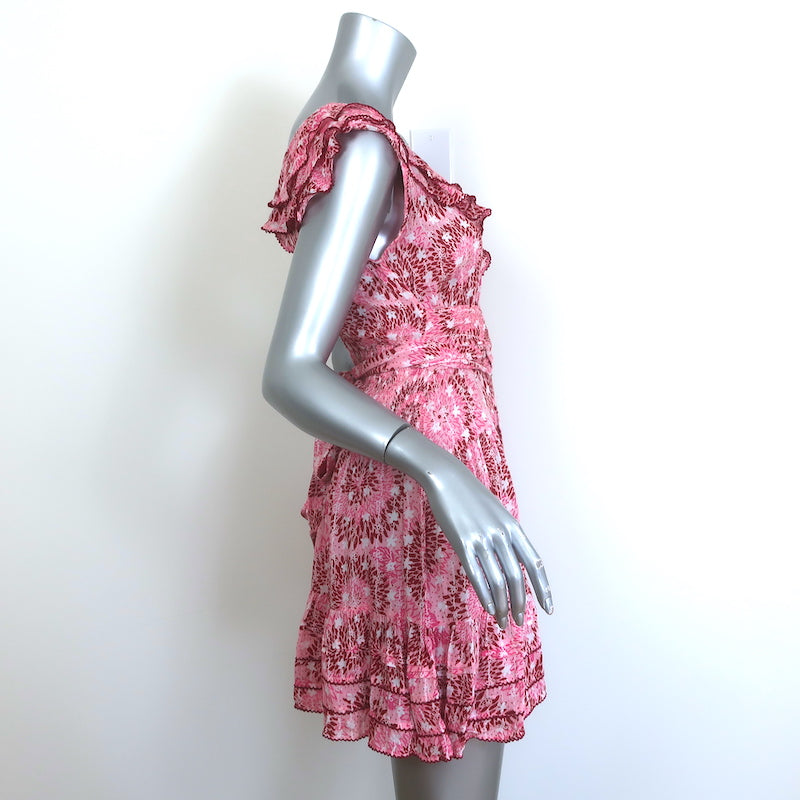 Poupette St Barth Della Tie-Waist Mini Dress Pink Sunflower Size Extra Small