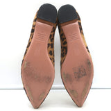 Claudia Schiffer x Aquazzura Studded Ankle Strap Leopard Pony Hair Flats Size 40
