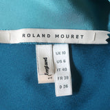 Roland Mouret Colorblock Sleeveless Midi Dress Turquoise Silk Size US 6