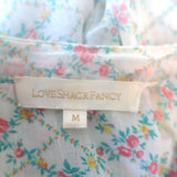 LoveShackFancy Prairie Peasant Blouse White Floral Print Cotton Size Medium