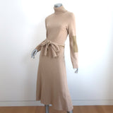 Victoria Beckham Turtleneck Sweater Dress Beige Colorblock Wool Knit Size Medium