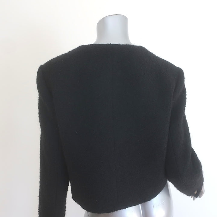 Sandro Wallace Cropped Tweed Jacket Black Cotton-Blend Size 42 NEW