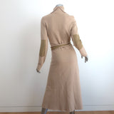 Victoria Beckham Turtleneck Sweater Dress Beige Colorblock Wool Knit Size Medium