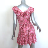 Poupette St Barth Della Tie-Waist Mini Dress Pink Sunflower Size Extra Small