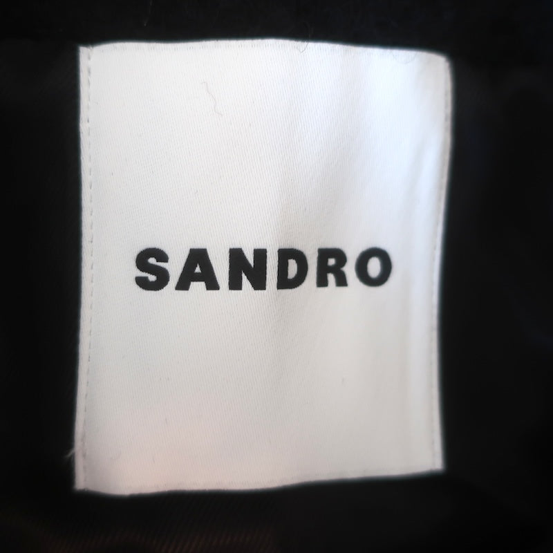 Sandro Wallace Cropped Tweed Jacket Black Cotton-Blend Size 42 NEW