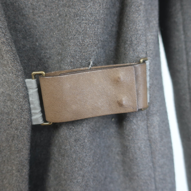 Brunello Cucinelli Leather-Buckle Coat Anthracite Wool-Cashmere Size 40