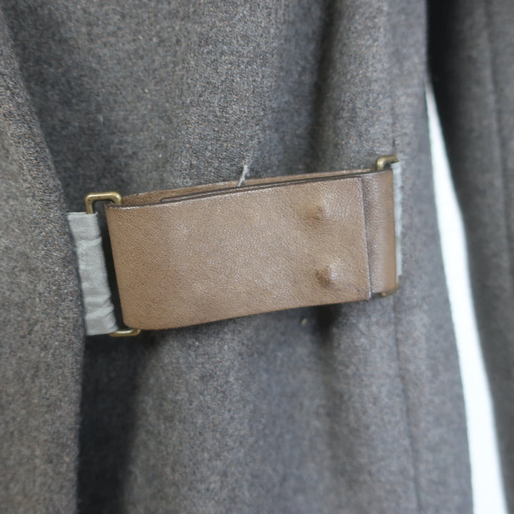 Brunello Cucinelli Leather-Buckle Coat Anthracite Wool-Cashmere Size 40