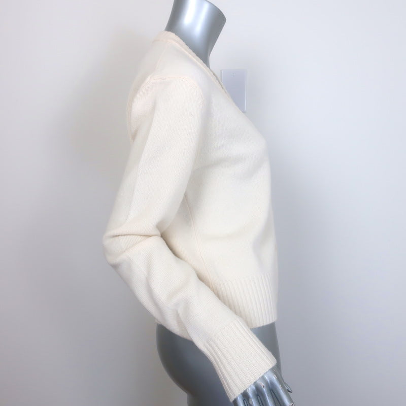 AMI Paris Ami De Coeur Embroidered Cardigan Cream Virgin Wool Size Large