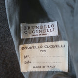 Brunello Cucinelli Leather-Buckle Coat Anthracite Wool-Cashmere Size 40
