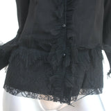 Rochas Jacket Black Lace-Trimmed Crepe Size 38